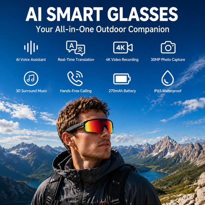 Horizon Smart Glasses – 1200P POV Camera, AI Translator & Audio