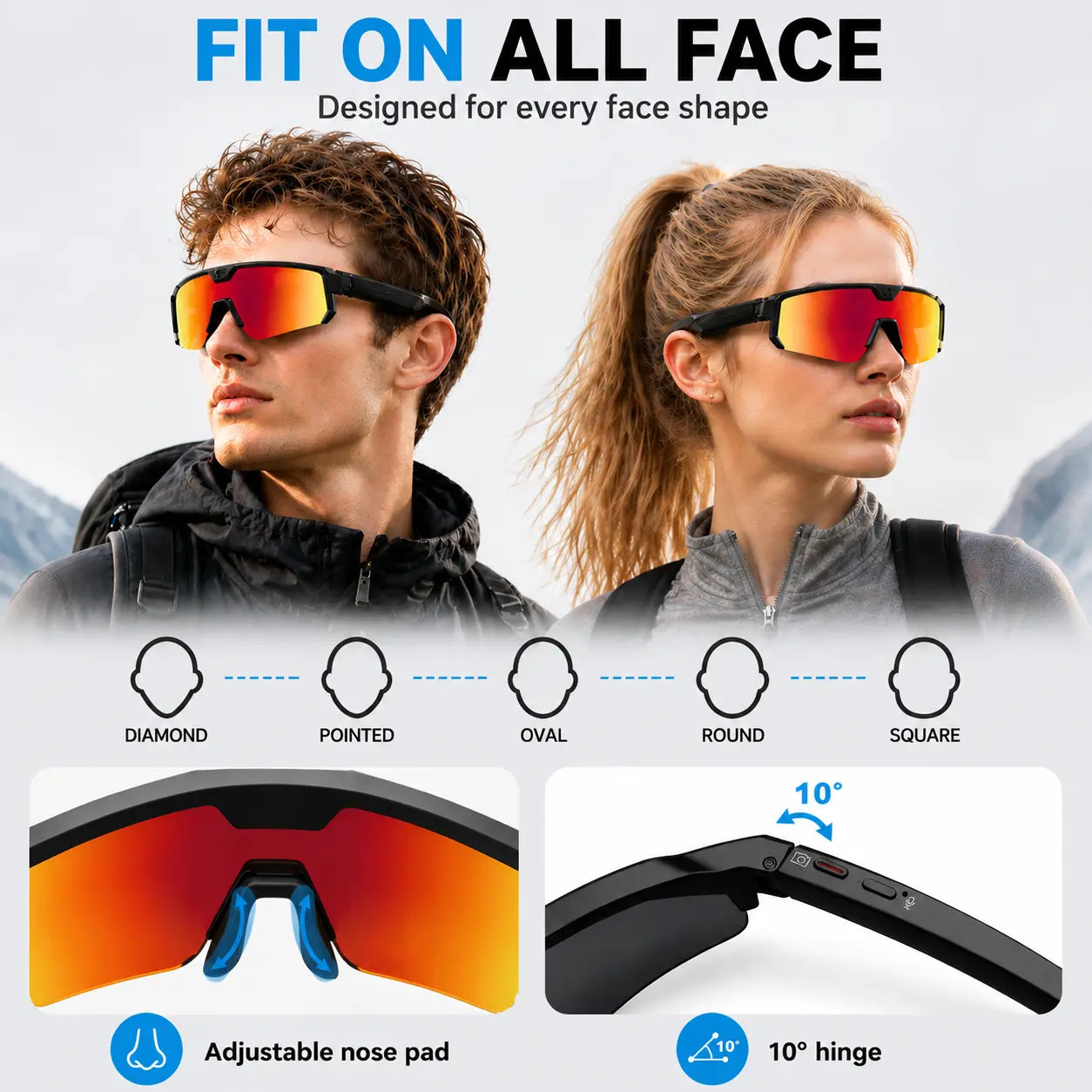Horizon Smart Glasses – 1200P POV Camera, AI Translator & Audio