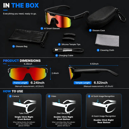 Horizon Smart Glasses – 1200P POV Camera, AI Translator & Audio