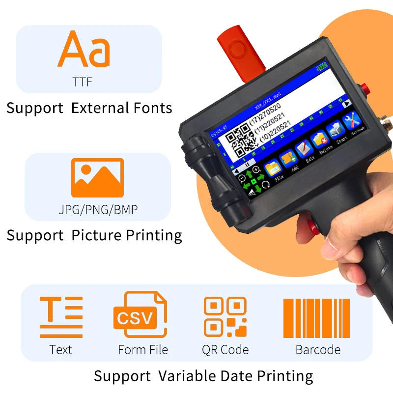 Haike K612 Portable Handheld Inkjet Printer – 600 DPI Multi-Language Industrial Coding Machine