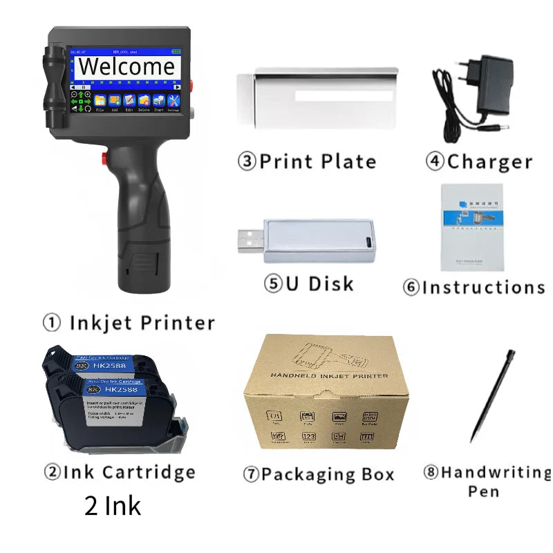 Haike K612 Portable Handheld Inkjet Printer – 600 DPI Multi-Language Industrial Coding Machine