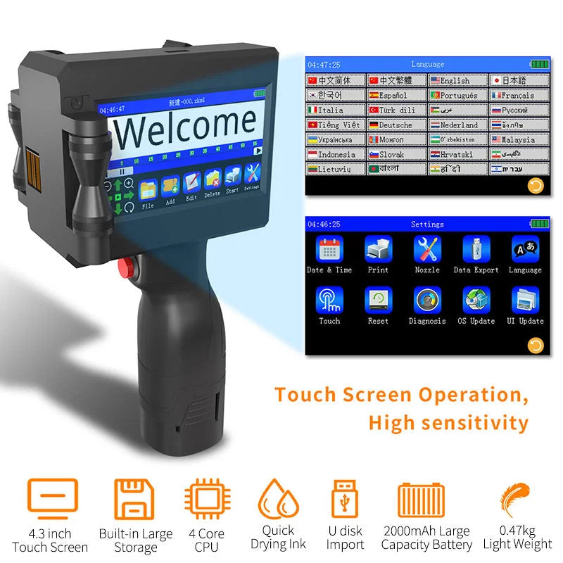Haike K612 Portable Handheld Inkjet Printer – 600 DPI Multi-Language Industrial Coding Machine