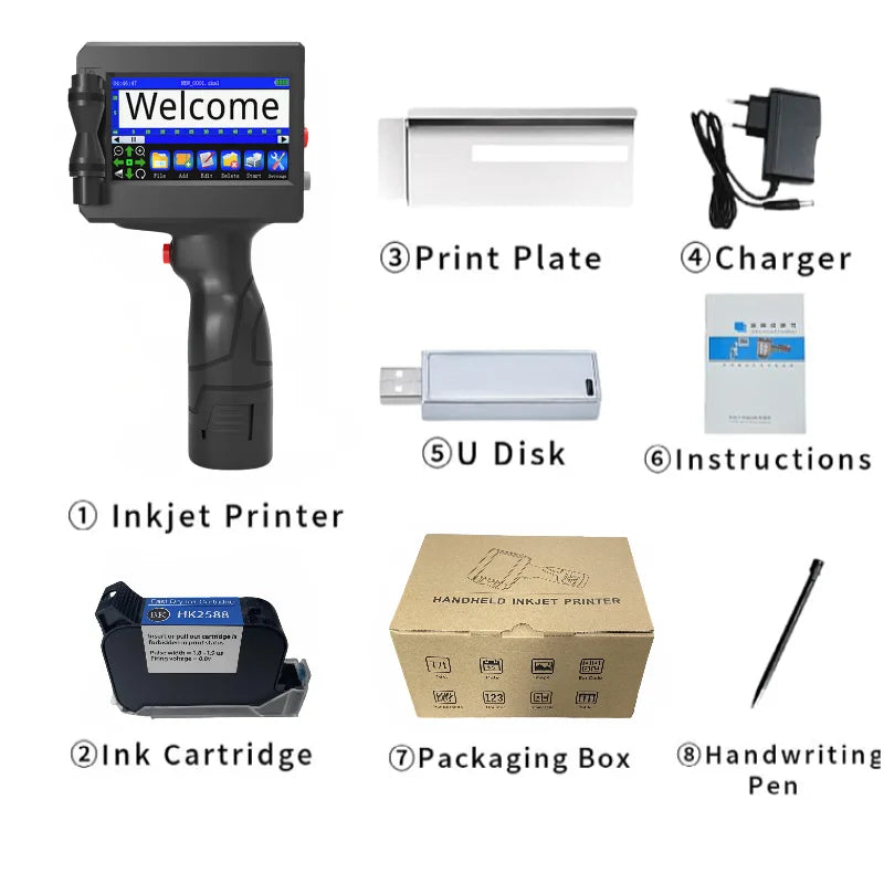 Haike K612 Portable Handheld Inkjet Printer – 600 DPI Multi-Language Industrial Coding Machine